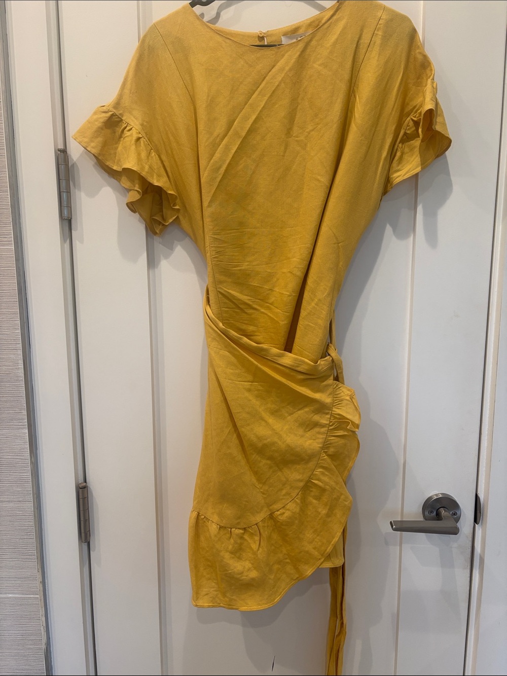 Astr Mustard Wrap Ruffle Mini Dress - Picture 7 of 12